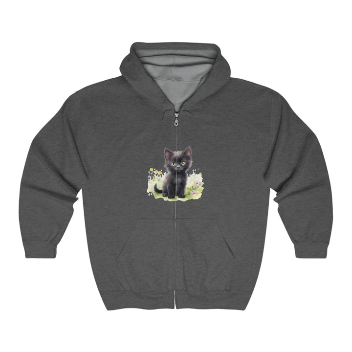 Black Kitten in Flowers Hoodie Hoodie - Blululi