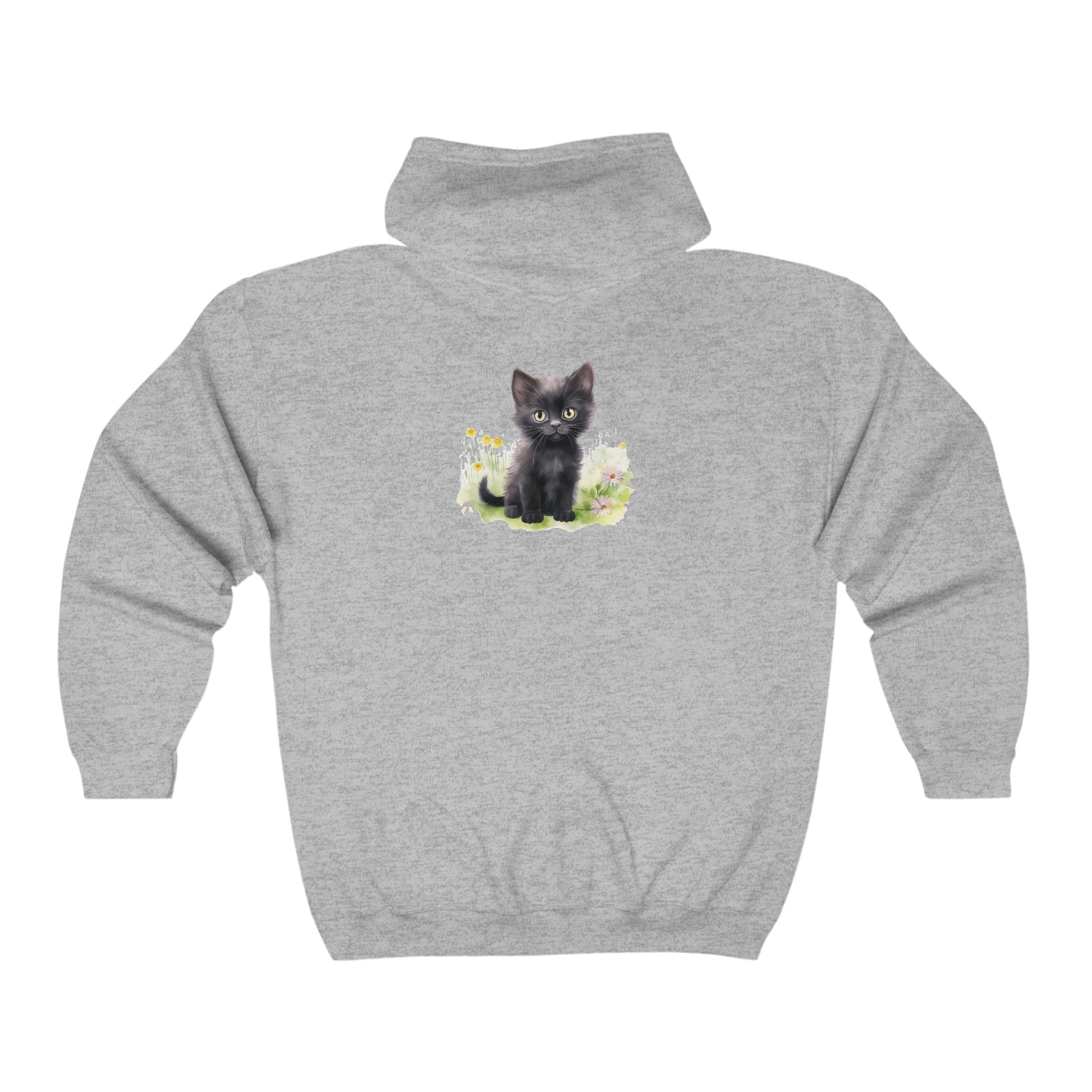 Black Kitten in Flowers Hoodie Hoodie - Blululi