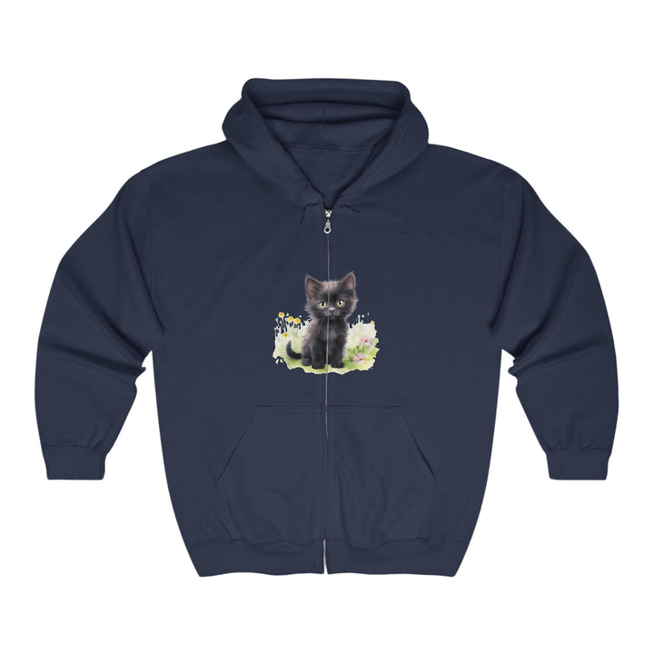 Black Kitten in Flowers Hoodie Hoodie - Blululi