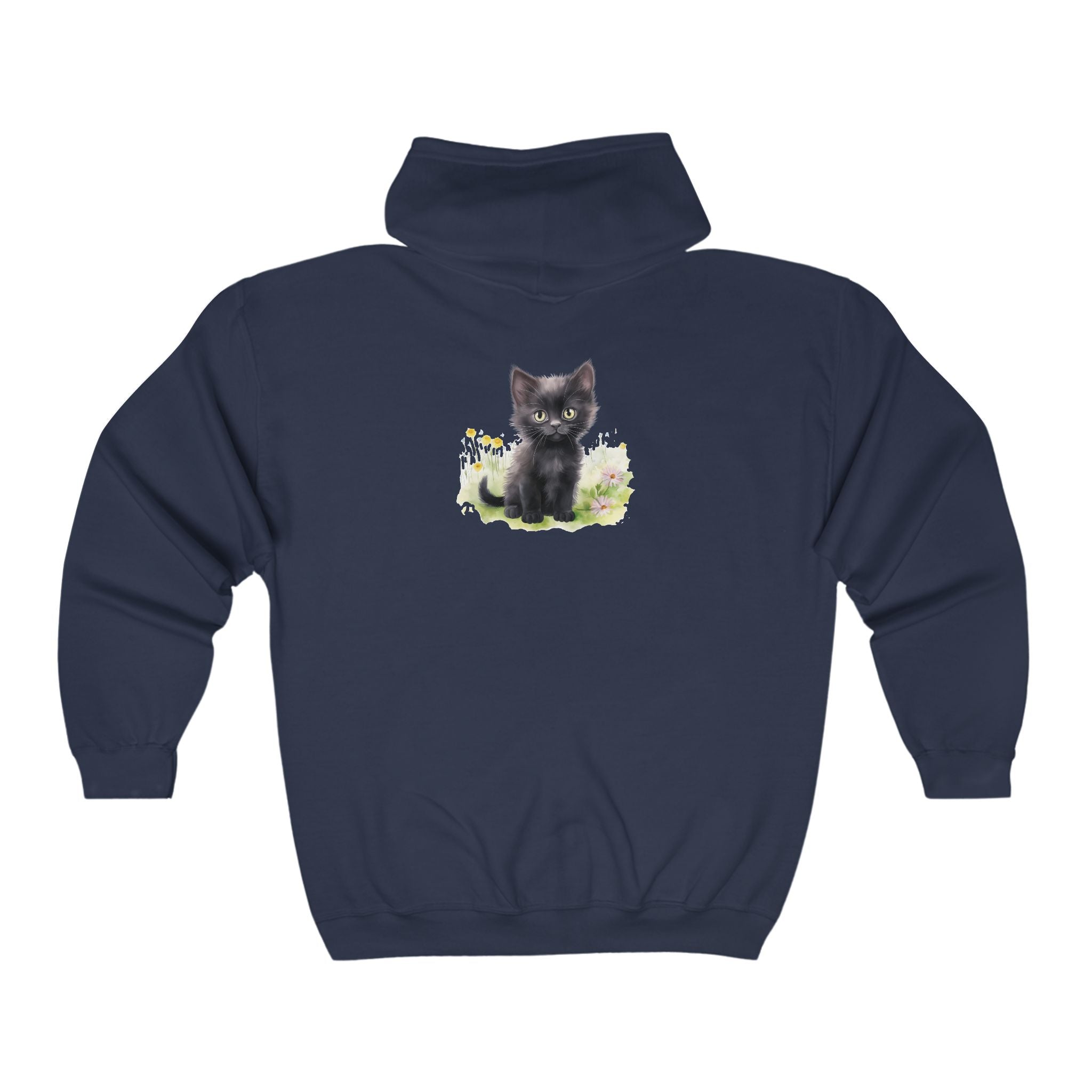 Black Kitten in Flowers Hoodie Hoodie - Blululi