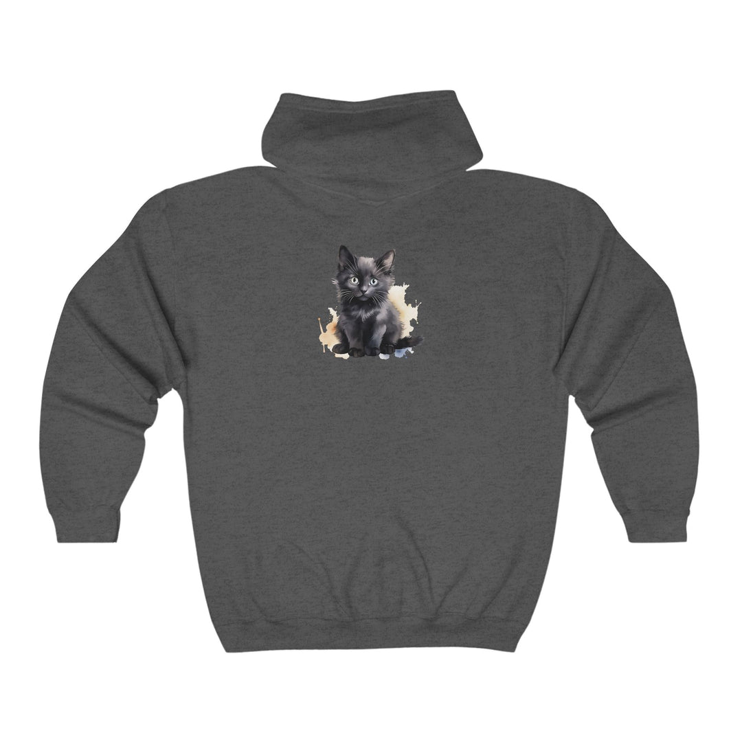 Black Kitten Watercolor Hoodie - Cute Cat Design Hoodie - Blululi