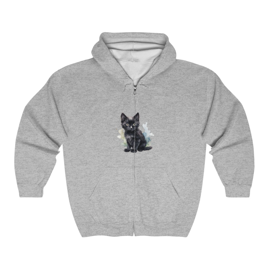 Black Kitten Watercolor Hoodie - Cute Cat Design Hoodie - Blululi