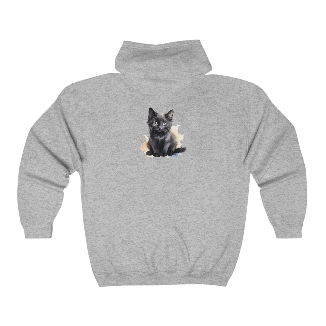 Black Kitten Watercolor Hoodie - Cute Cat Design Hoodie - Blululi