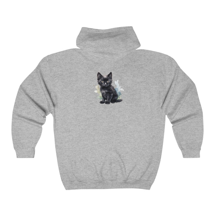 Black Kitten Watercolor Hoodie - Cute Cat Design Hoodie - Blululi