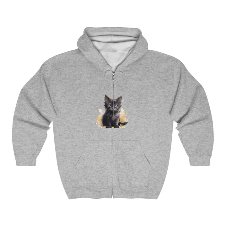 Black Kitten Watercolor Hoodie - Cute Cat Design Hoodie - Blululi