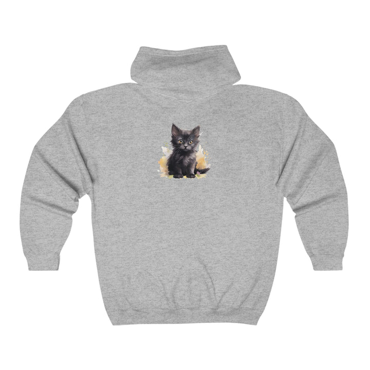 Black Kitten Watercolor Hoodie - Cute Cat Design Hoodie - Blululi