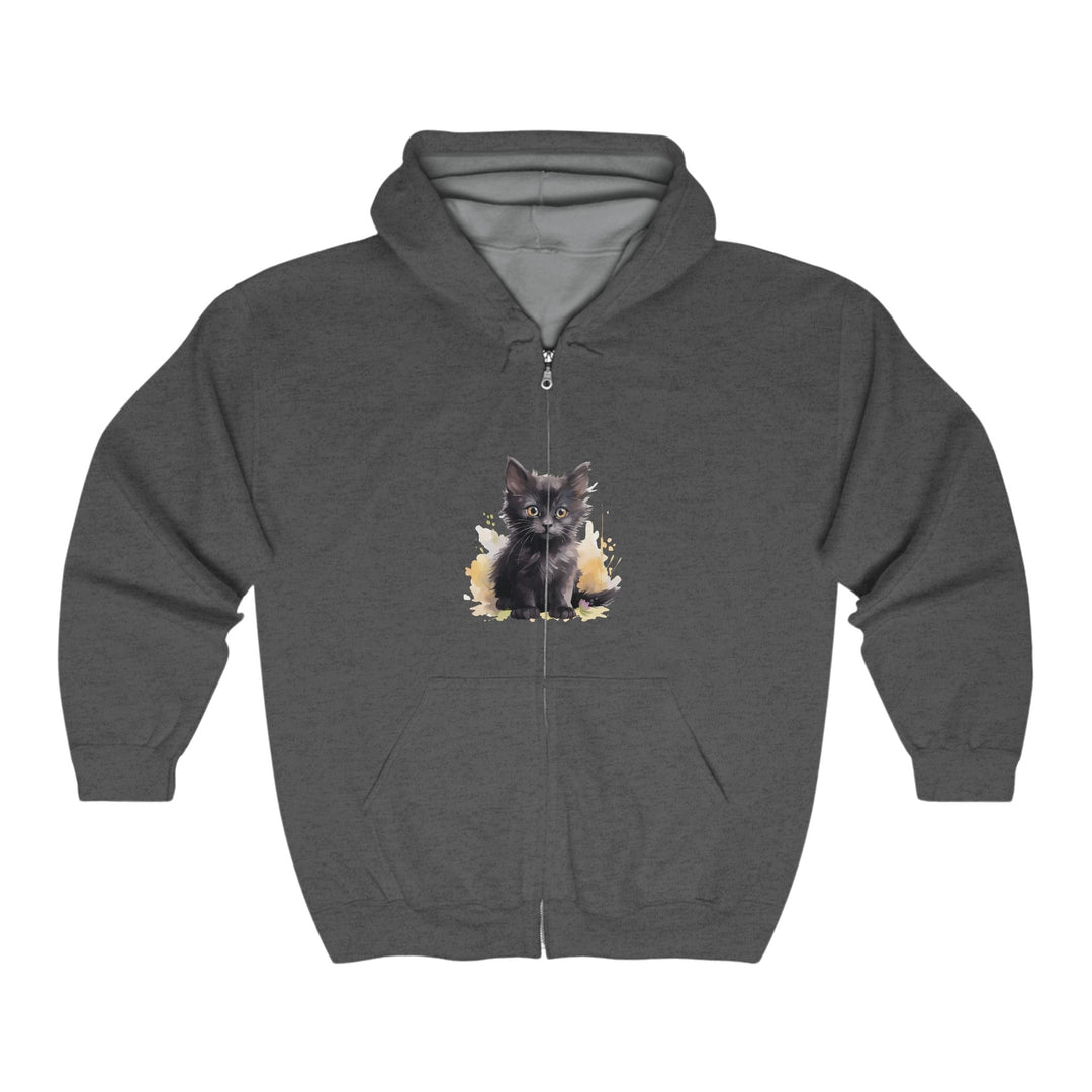 Black Kitten Watercolor Hoodie - Cute Cat Design Hoodie - Blululi