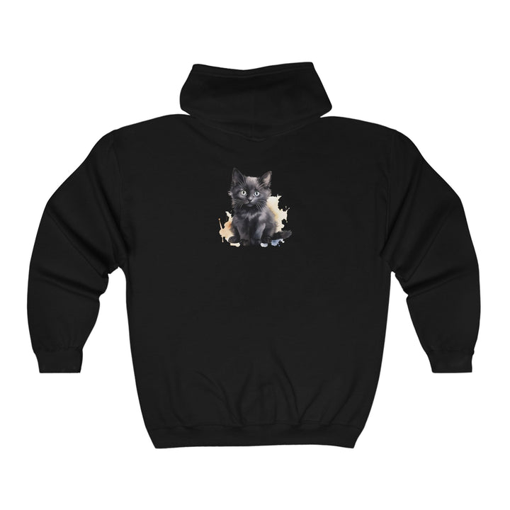 Black Kitten Watercolor Hoodie - Cute Cat Design Hoodie - Blululi