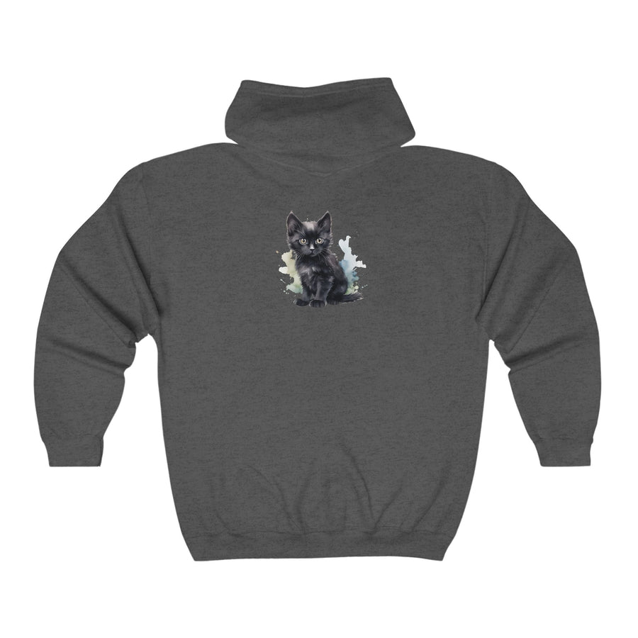 Black Kitten Watercolor Hoodie - Cute Cat Design Hoodie - Blululi