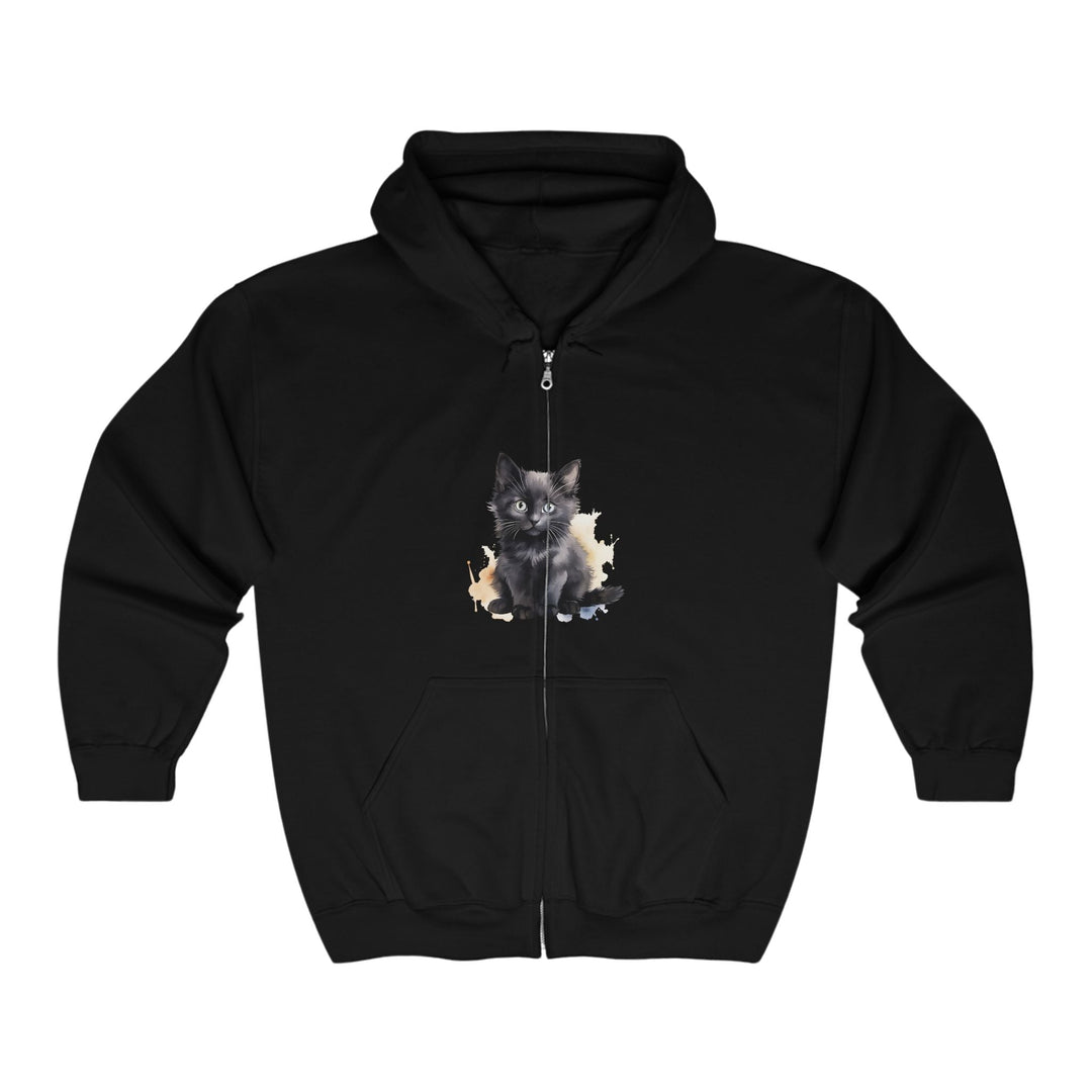 Black Kitten Watercolor Hoodie - Cute Cat Design Hoodie - Blululi