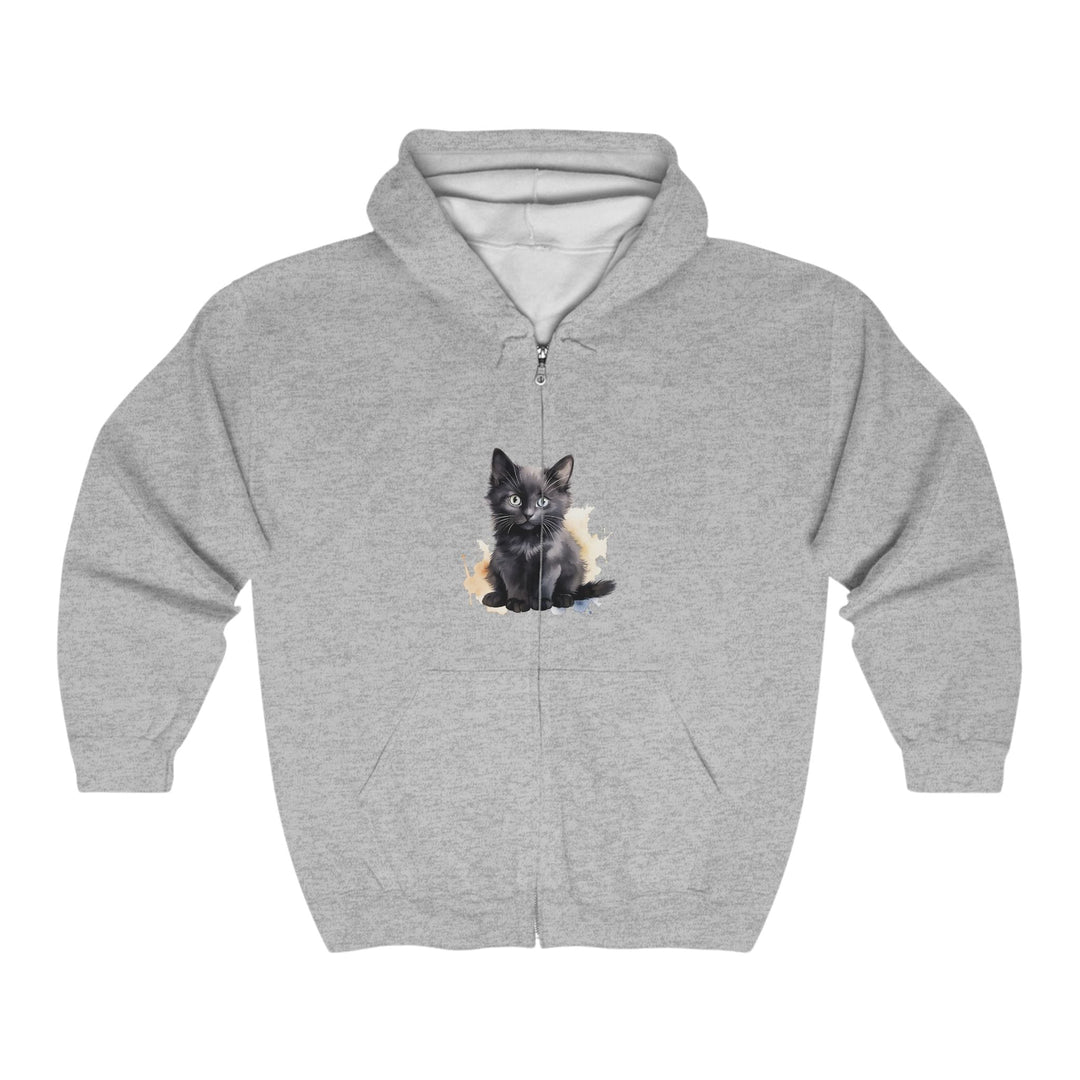 Black Kitten Watercolor Hoodie - Cute Cat Design Hoodie - Blululi