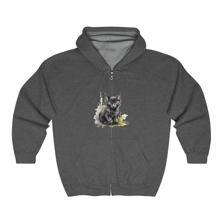 Black Kitten Watercolor Hoodie Hoodie - Blululi