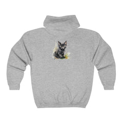 Black Kitten Watercolor Hoodie Hoodie - Blululi
