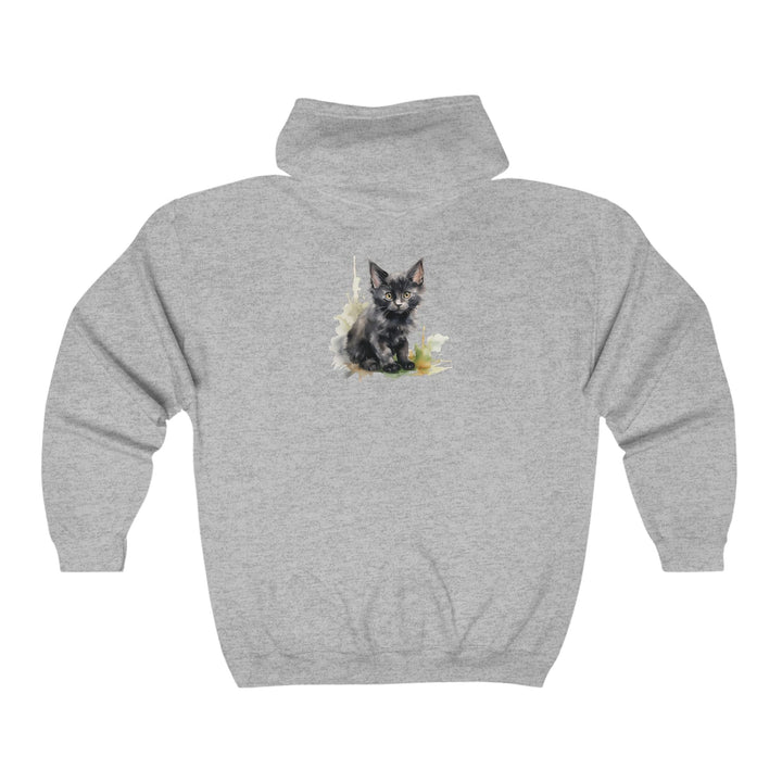 Black Kitten Watercolor Hoodie Hoodie - Blululi