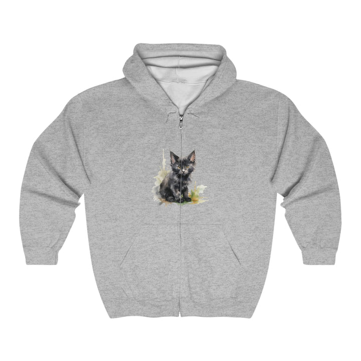 Black Kitten Watercolor Hoodie Hoodie - Blululi