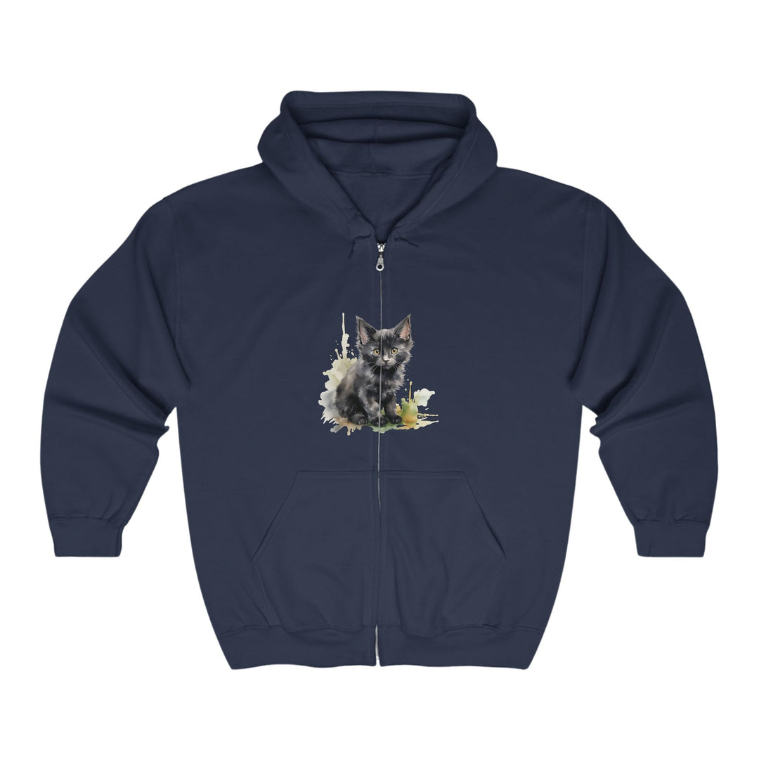 Black Kitten Watercolor Hoodie Hoodie - Blululi