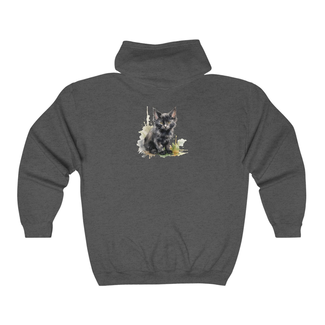 Black Kitten Watercolor Hoodie Hoodie - Blululi