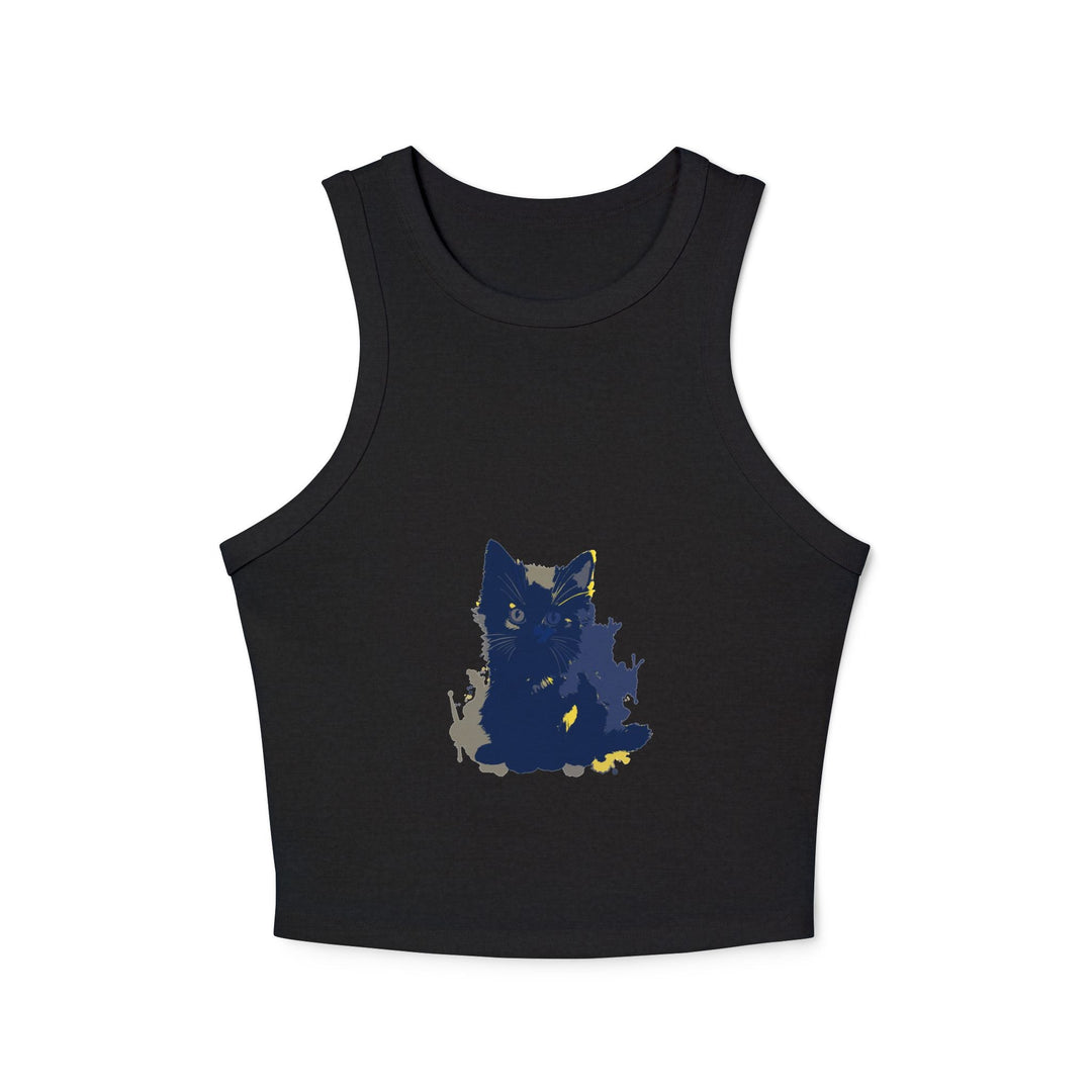 Blue Black Cat Watercolor Racerback Tank Top Tank Top - Blululi