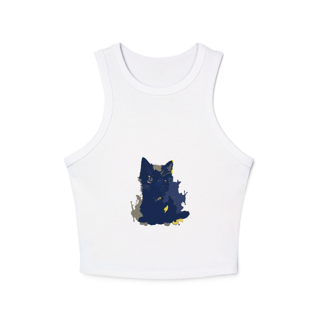 Blue Black Cat Watercolor Racerback Tank Top Tank Top - Blululi