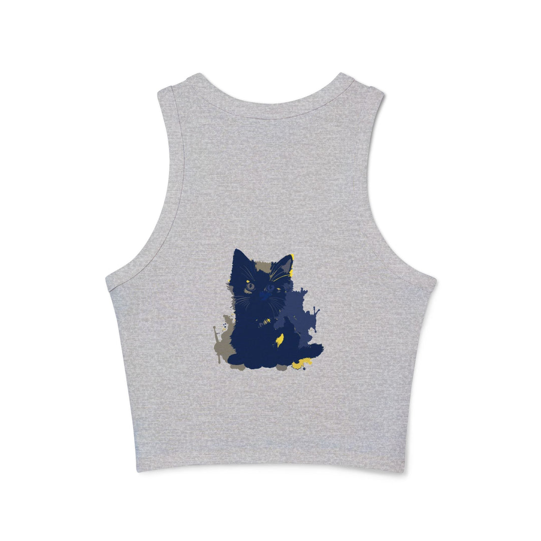 Blue Black Cat Watercolor Racerback Tank Top Tank Top - Blululi