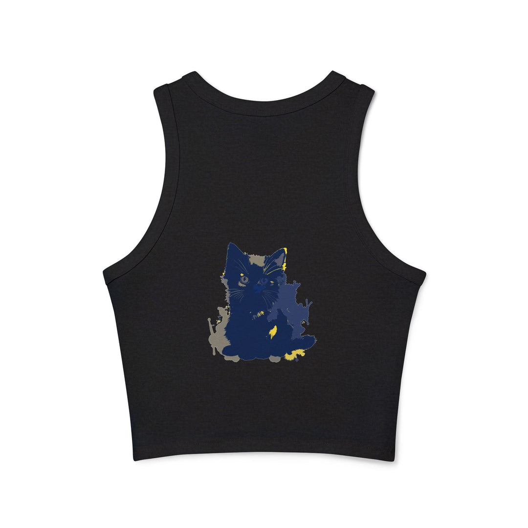 Blue Black Cat Watercolor Racerback Tank Top Tank Top - Blululi