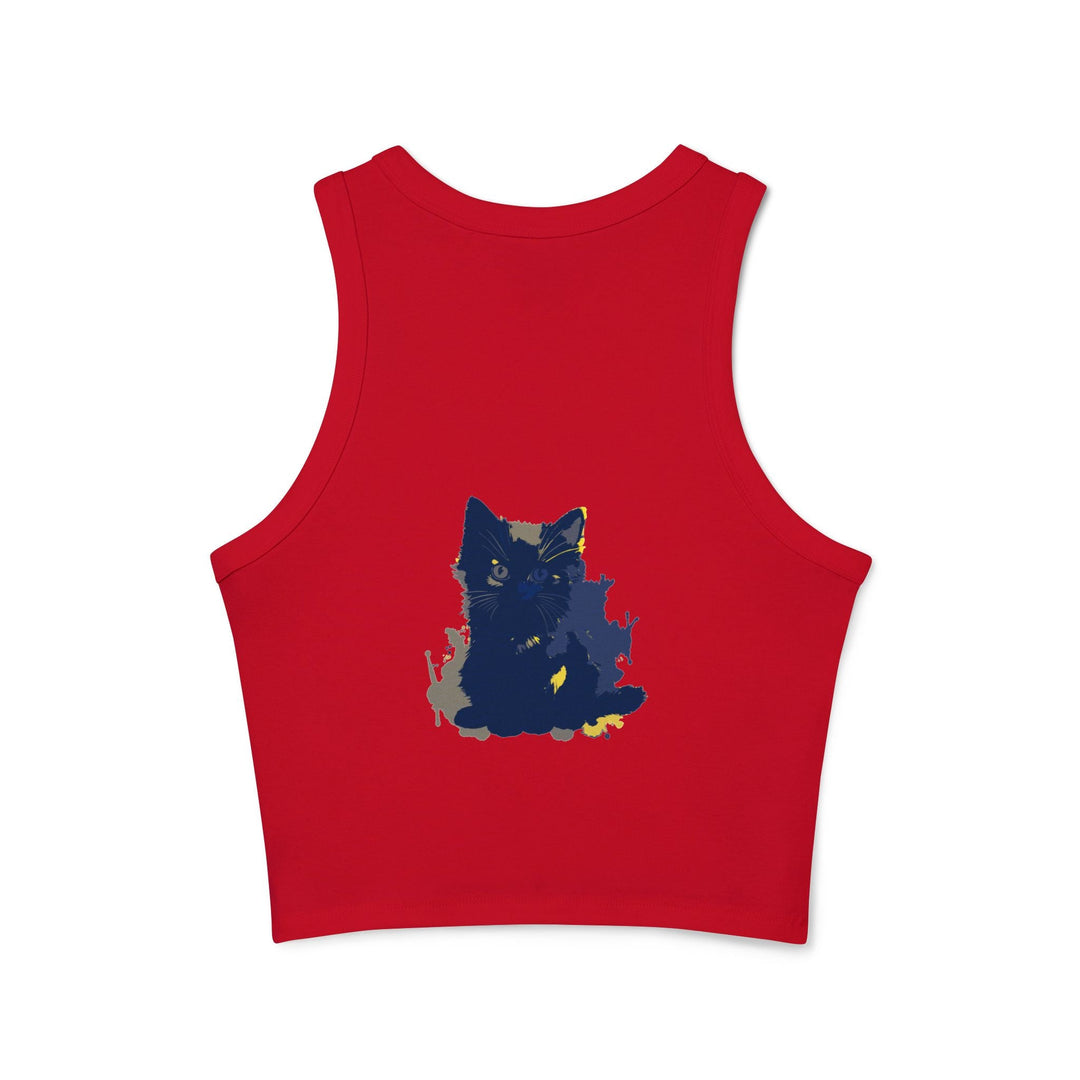 Blue Black Cat Watercolor Racerback Tank Top Tank Top - Blululi