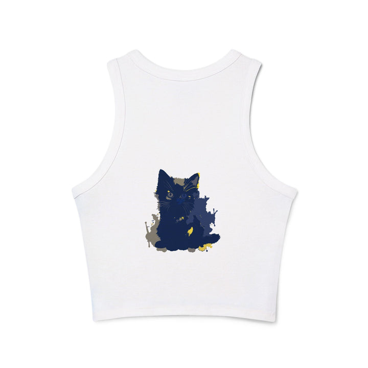 Blue Black Cat Watercolor Racerback Tank Top Tank Top - Blululi