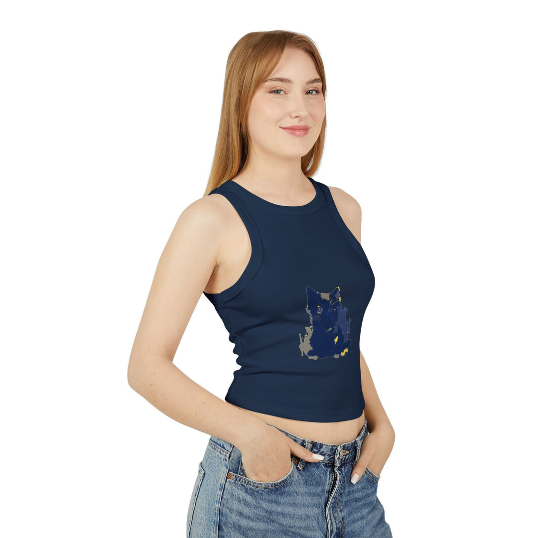 Blue Black Cat Watercolor Racerback Tank Top Tank Top - Blululi