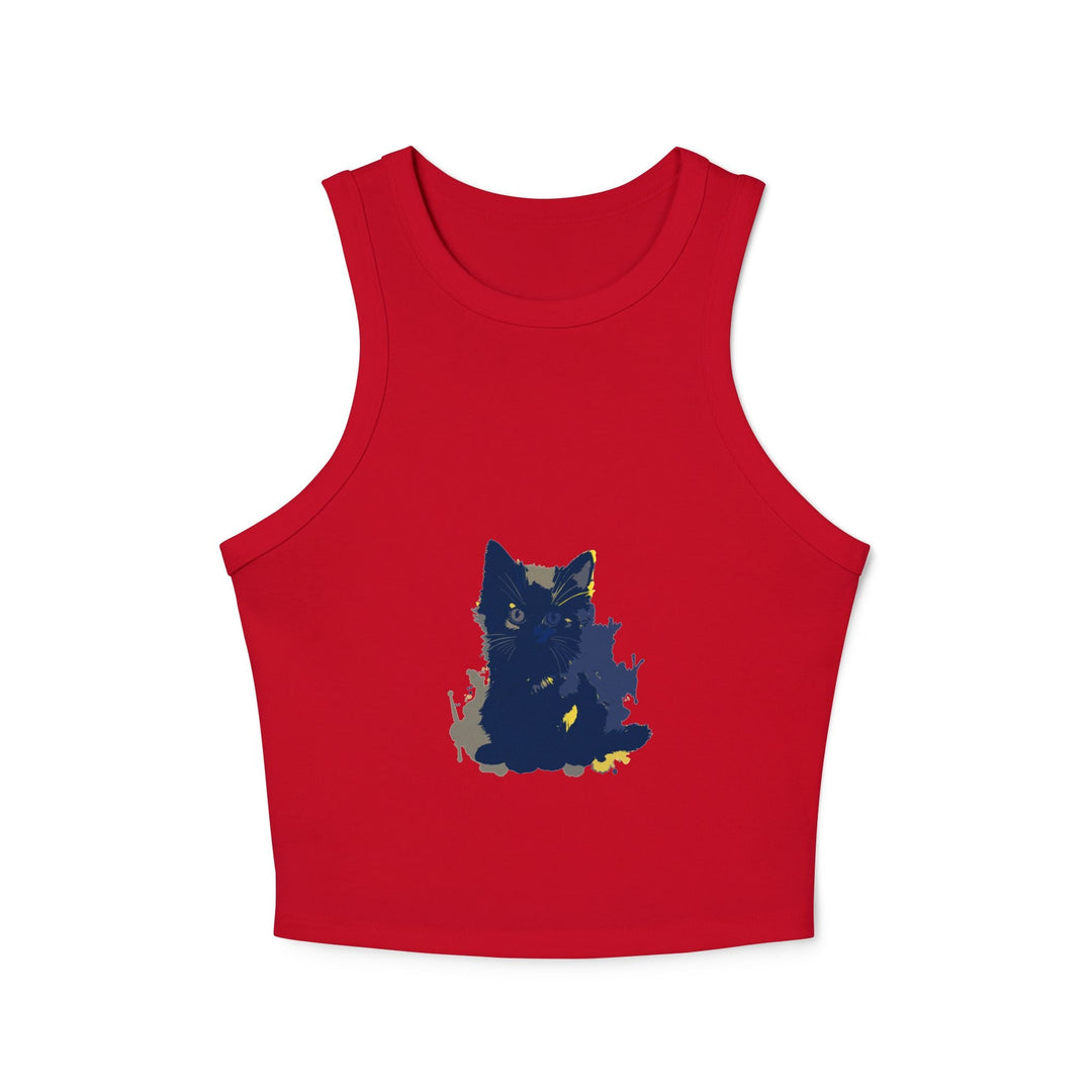 Blue Black Cat Watercolor Racerback Tank Top Tank Top - Blululi