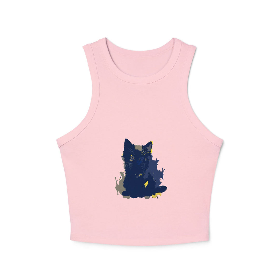 Blue Black Cat Watercolor Racerback Tank Top Tank Top - Blululi