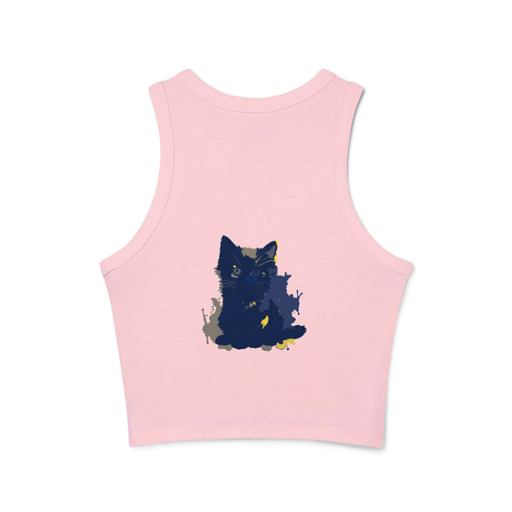 Blue Black Cat Watercolor Racerback Tank Top Tank Top - Blululi