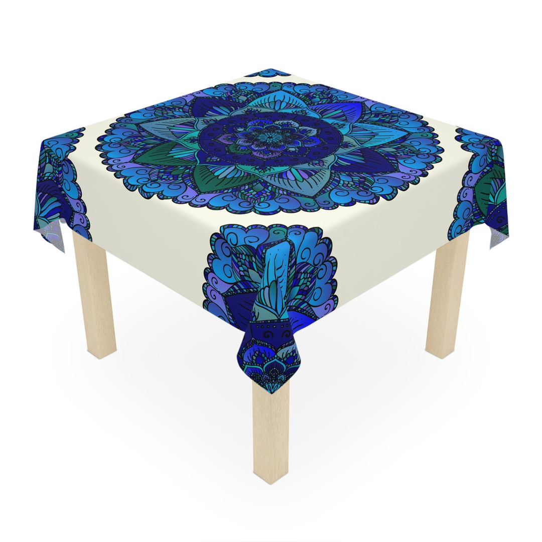 Blue & Green Mandala Tablecloth - Ivory Home Decor - Blululi