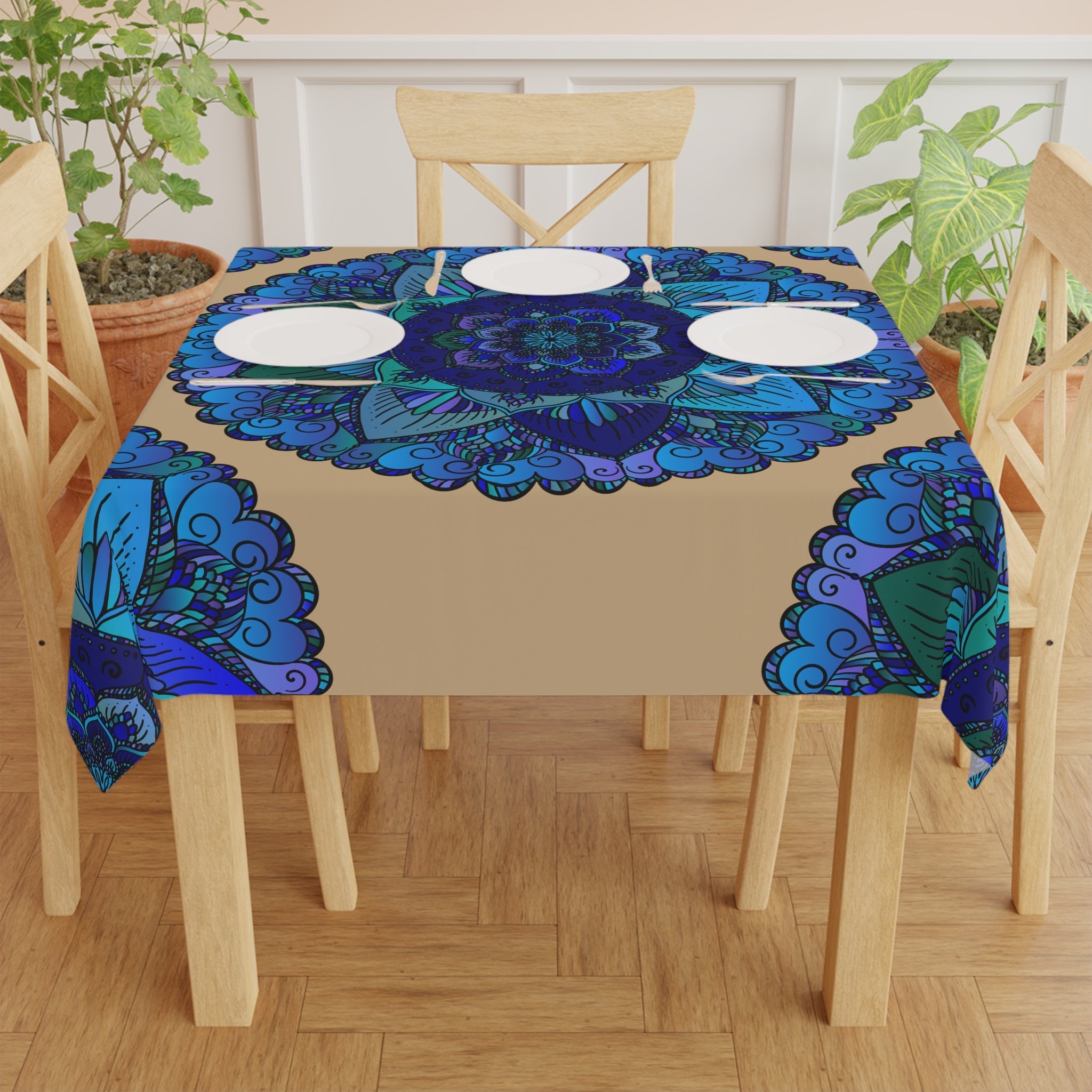 Blue & Green Mandala Tablecloth - Sand Home Decor - Blululi