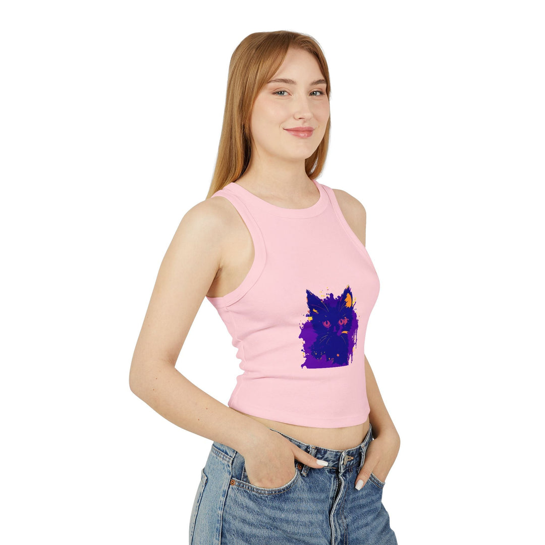 Blue & Pink Watercolor Cat Racerback Tank Top Tank Top - Blululi