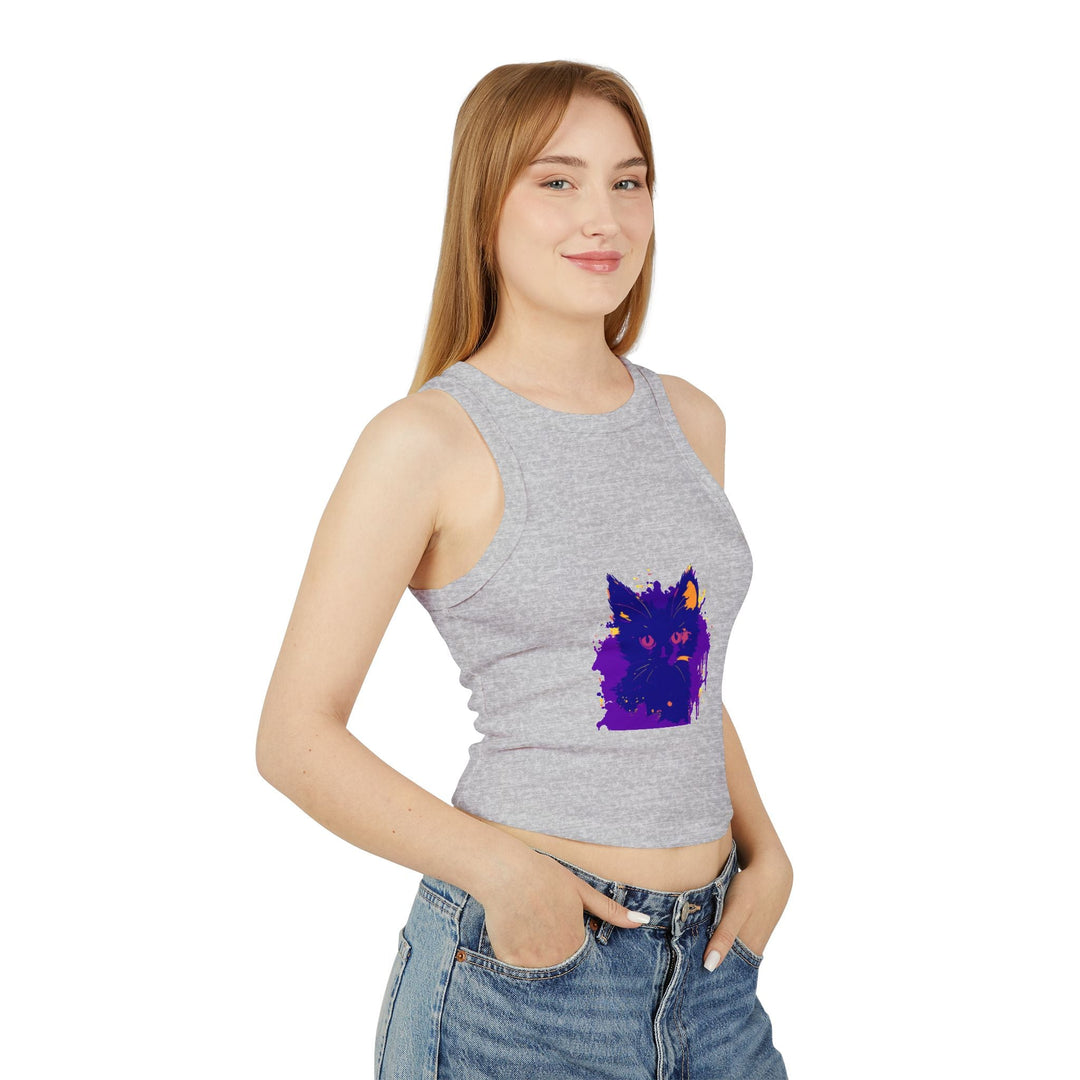 Blue & Pink Watercolor Cat Racerback Tank Top Tank Top - Blululi