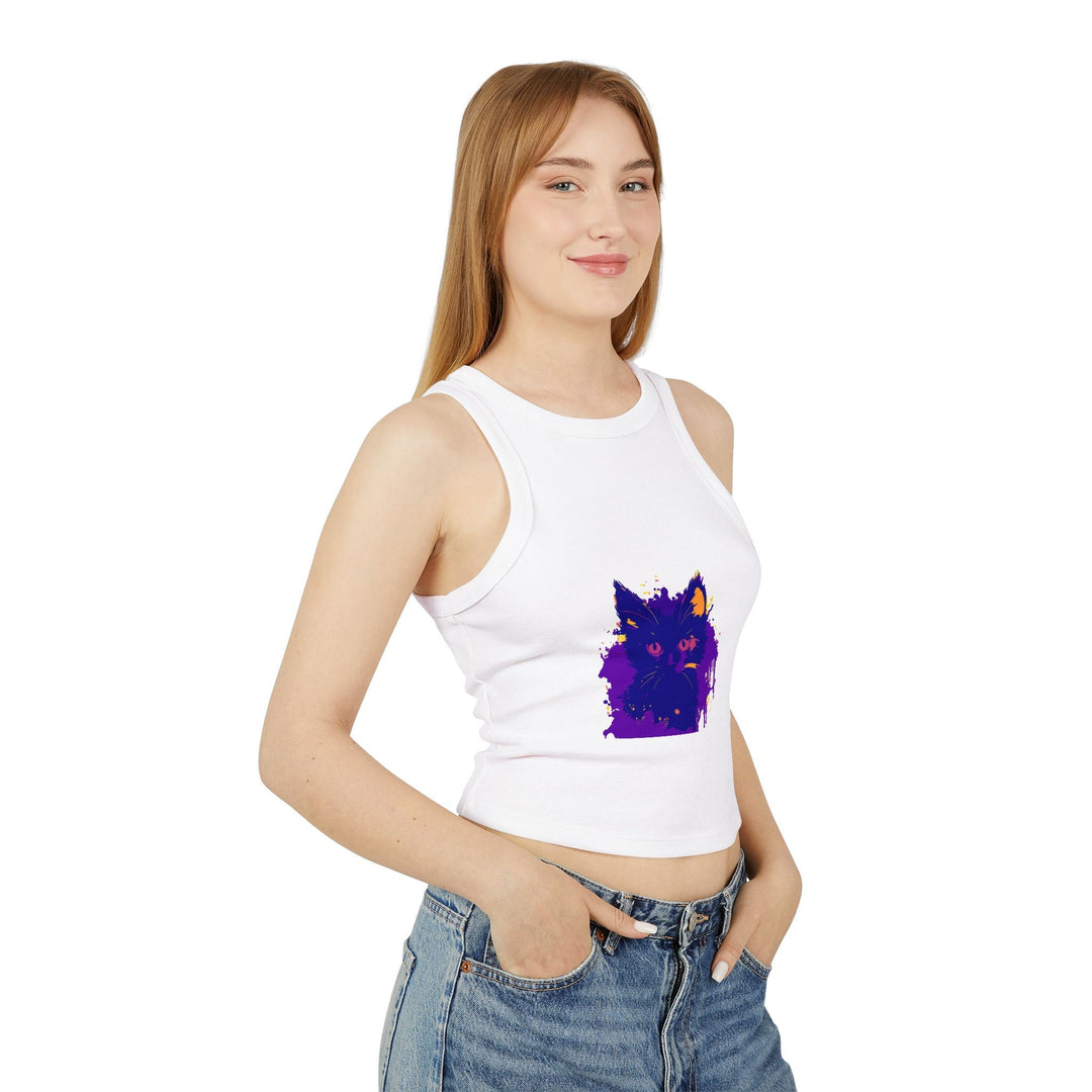 Blue & Pink Watercolor Cat Racerback Tank Top Tank Top - Blululi