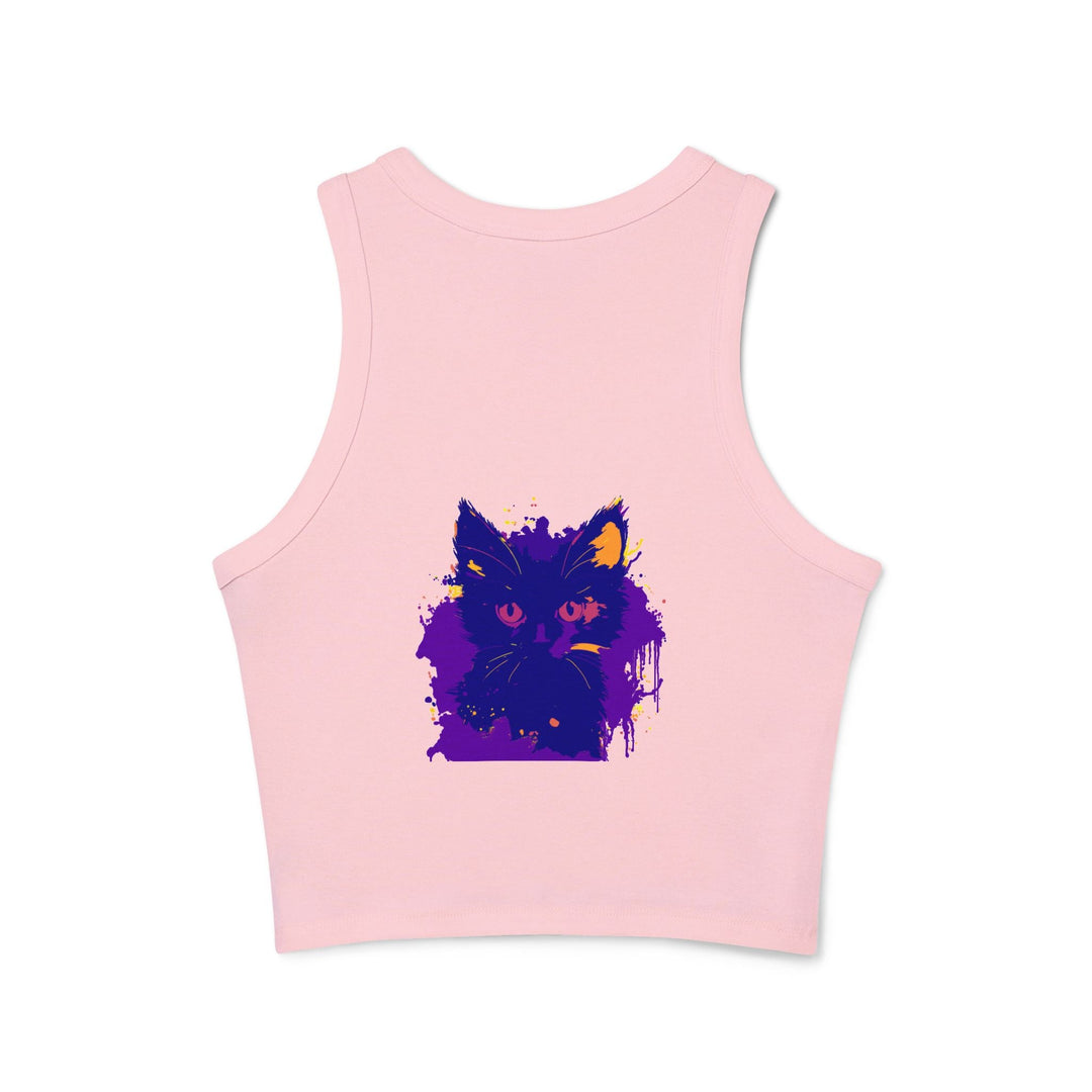 Blue & Pink Watercolor Cat Racerback Tank Top Tank Top - Blululi