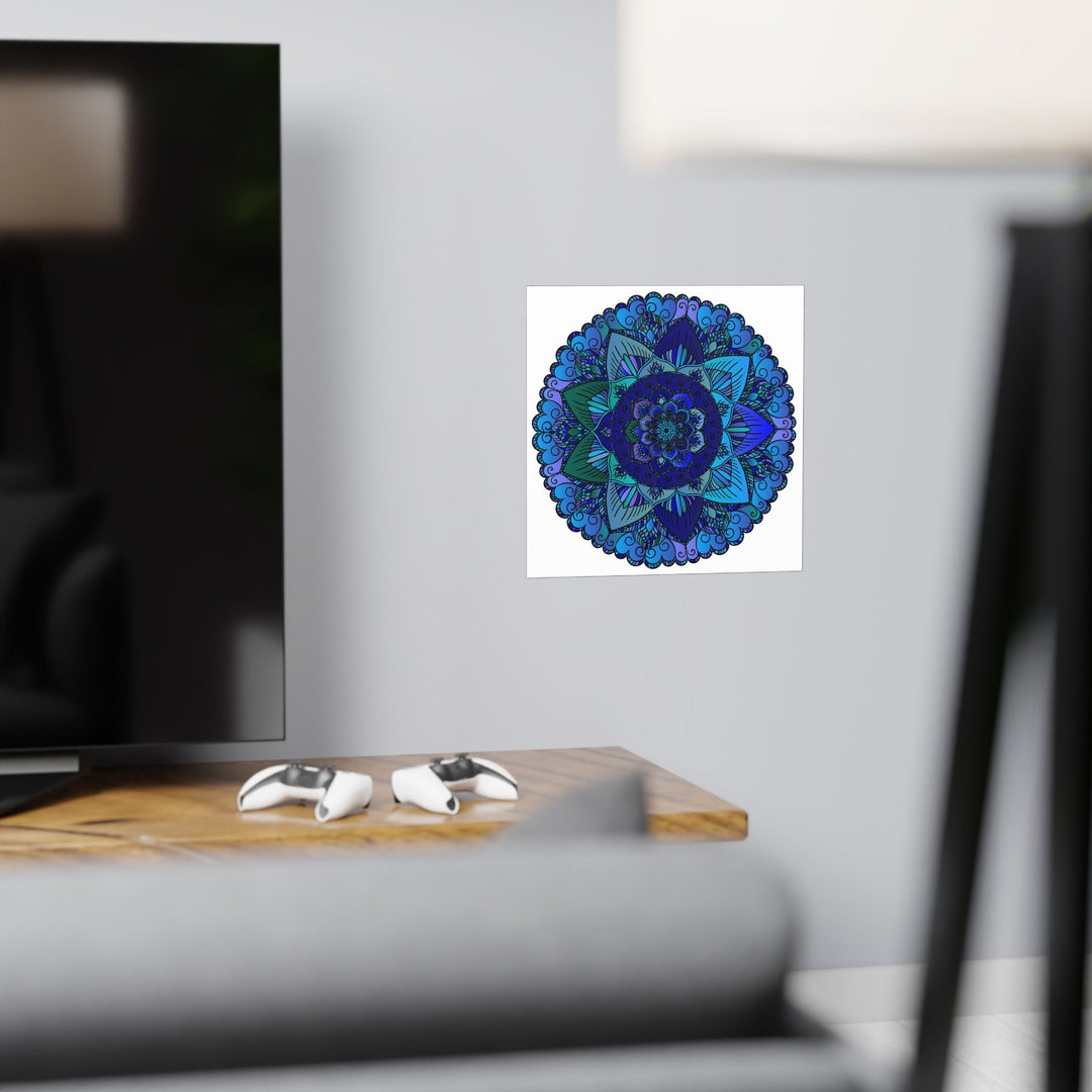 Blue & Purple Mandala Poster - Intricate Design Poster - Blululi