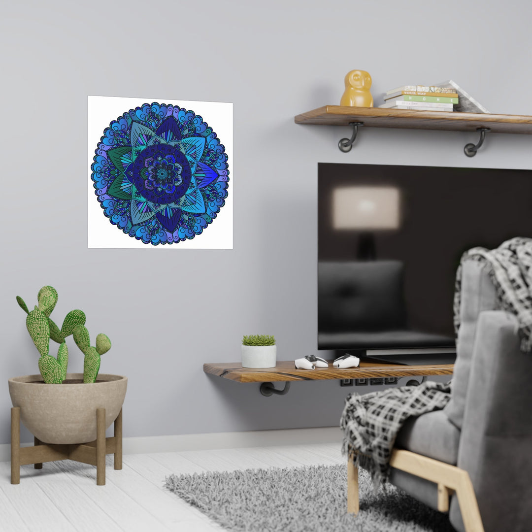 Blue & Purple Mandala Poster - Intricate Design Poster - Blululi