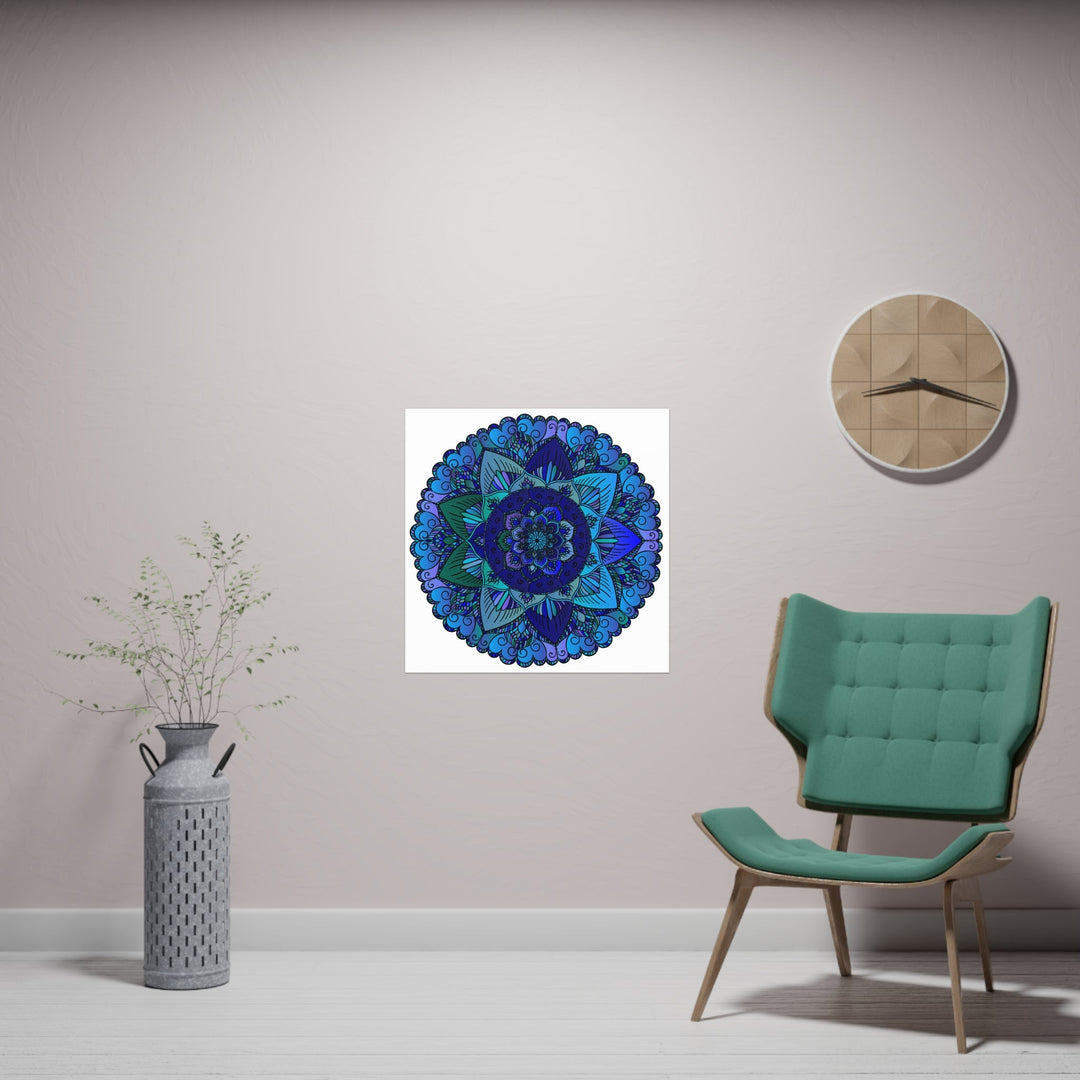 Blue & Purple Mandala Poster - Intricate Design Poster - Blululi