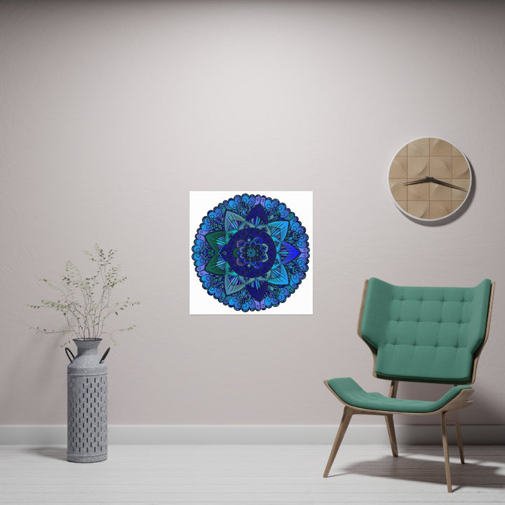 Blue & Purple Mandala Poster - Intricate Design Poster - Blululi