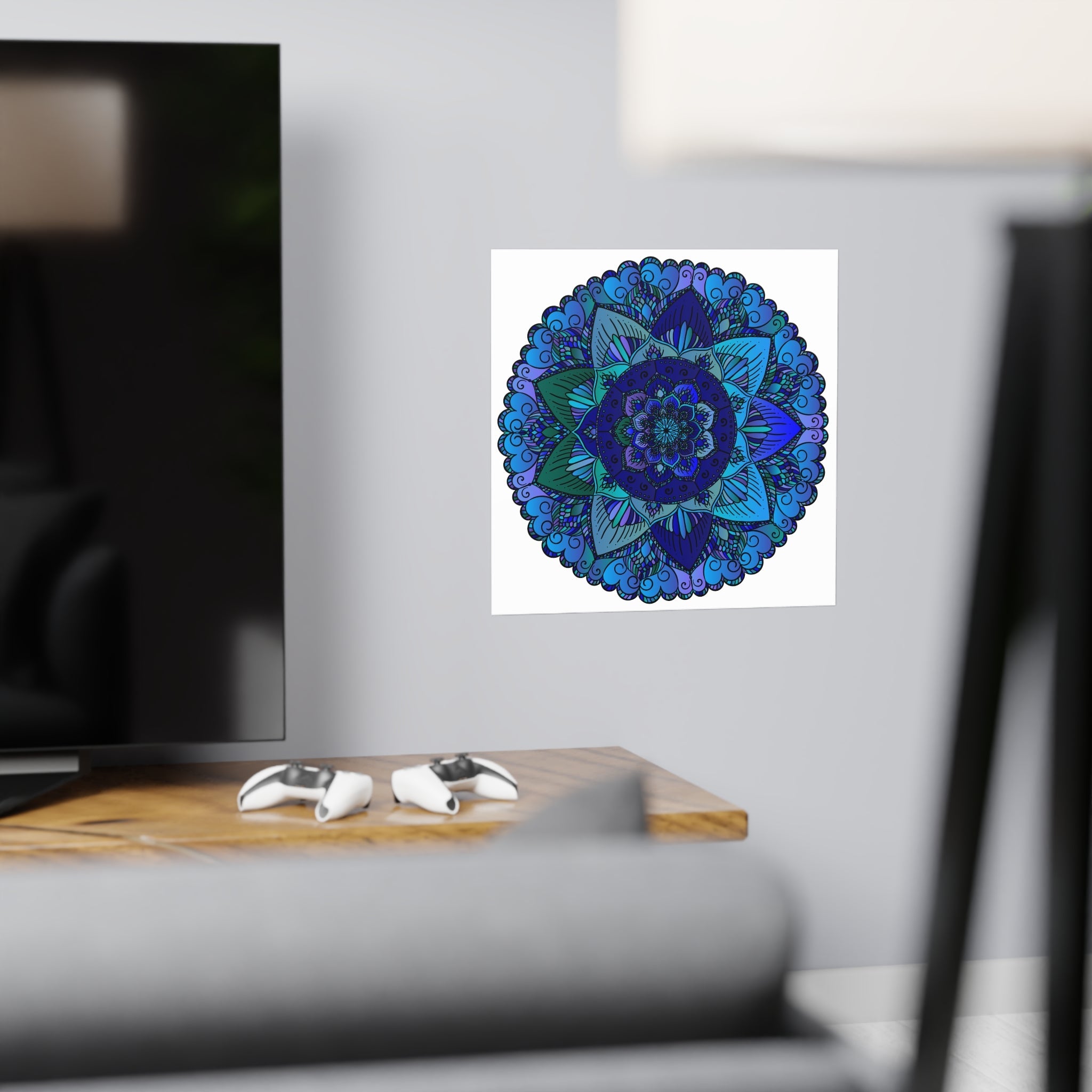 Blue & Purple Mandala Poster - Intricate Design Poster - Blululi