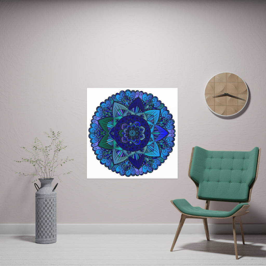 Blue & Purple Mandala Poster - Intricate Design Poster - Blululi