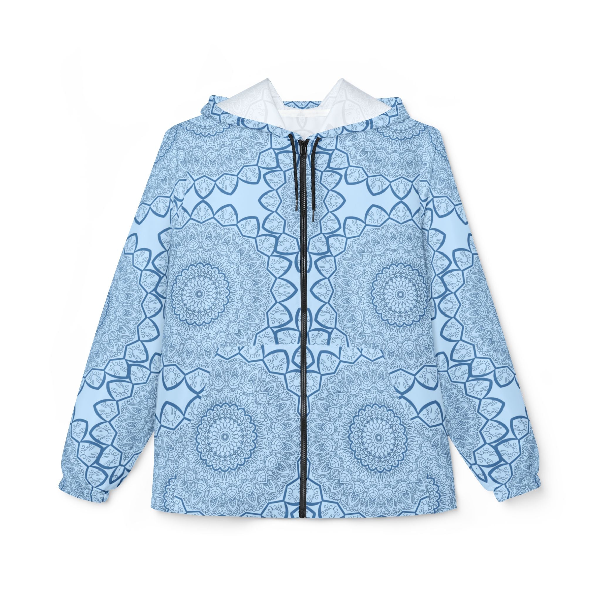 Blue Windbreaker Jacket with Blululi Mandala Art Designs Outerwear - Blululi