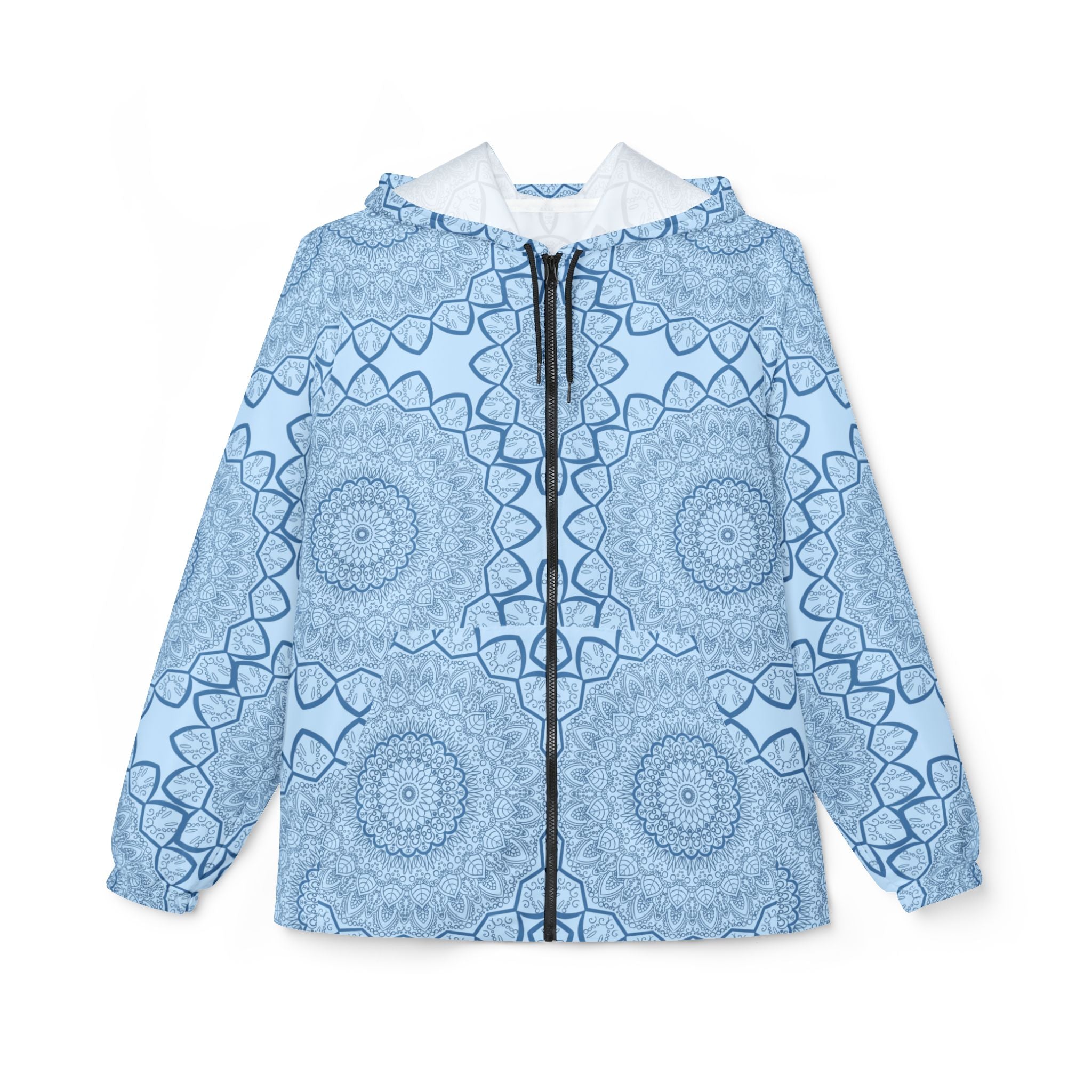 Blue Windbreaker Jacket with Blululi Mandala Art Designs Outerwear - Blululi