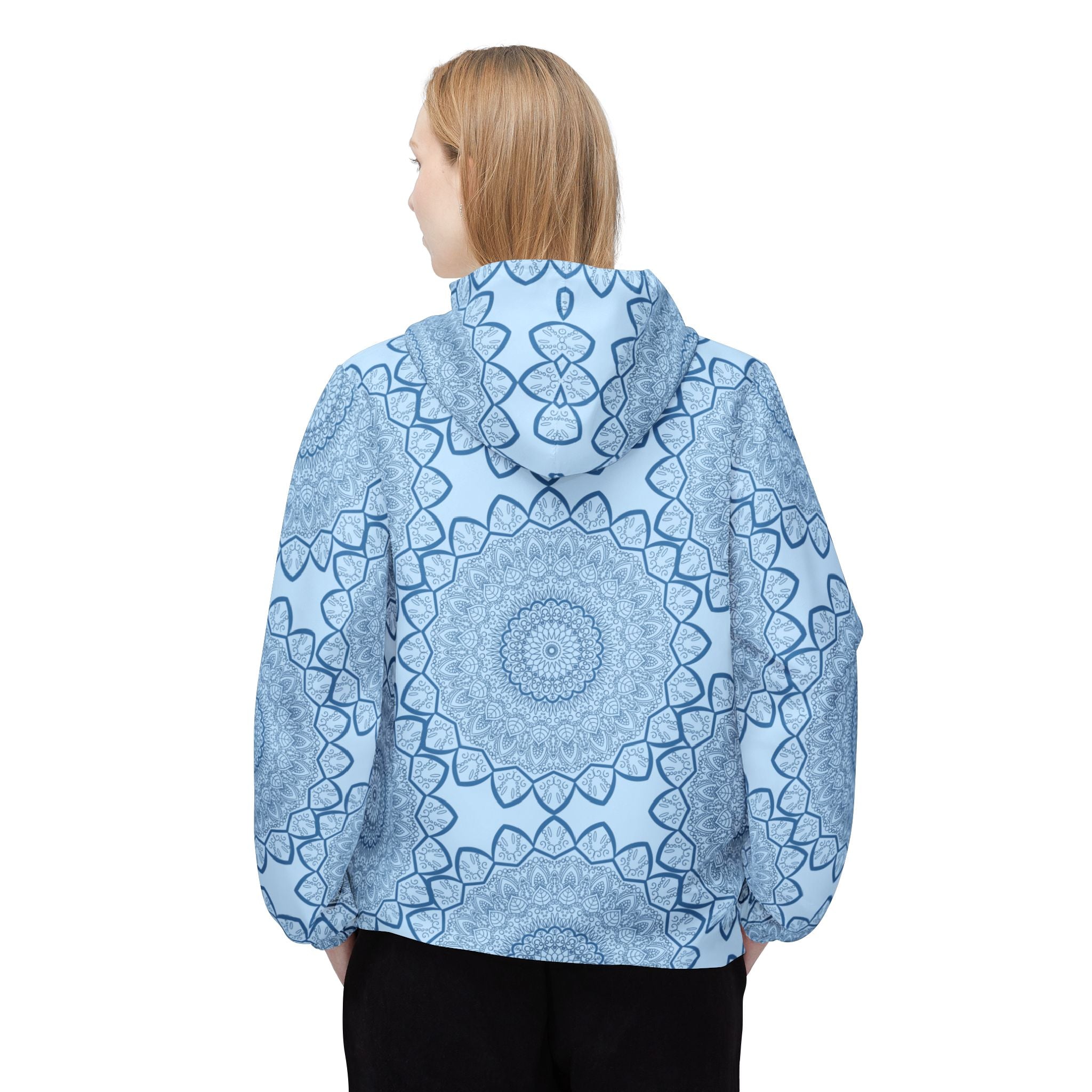 Blue Windbreaker Jacket with Blululi Mandala Art Designs Outerwear - Blululi