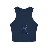 Blue & Yellow Cat Watercolor Racerback Tank Top Tank Top - Blululi