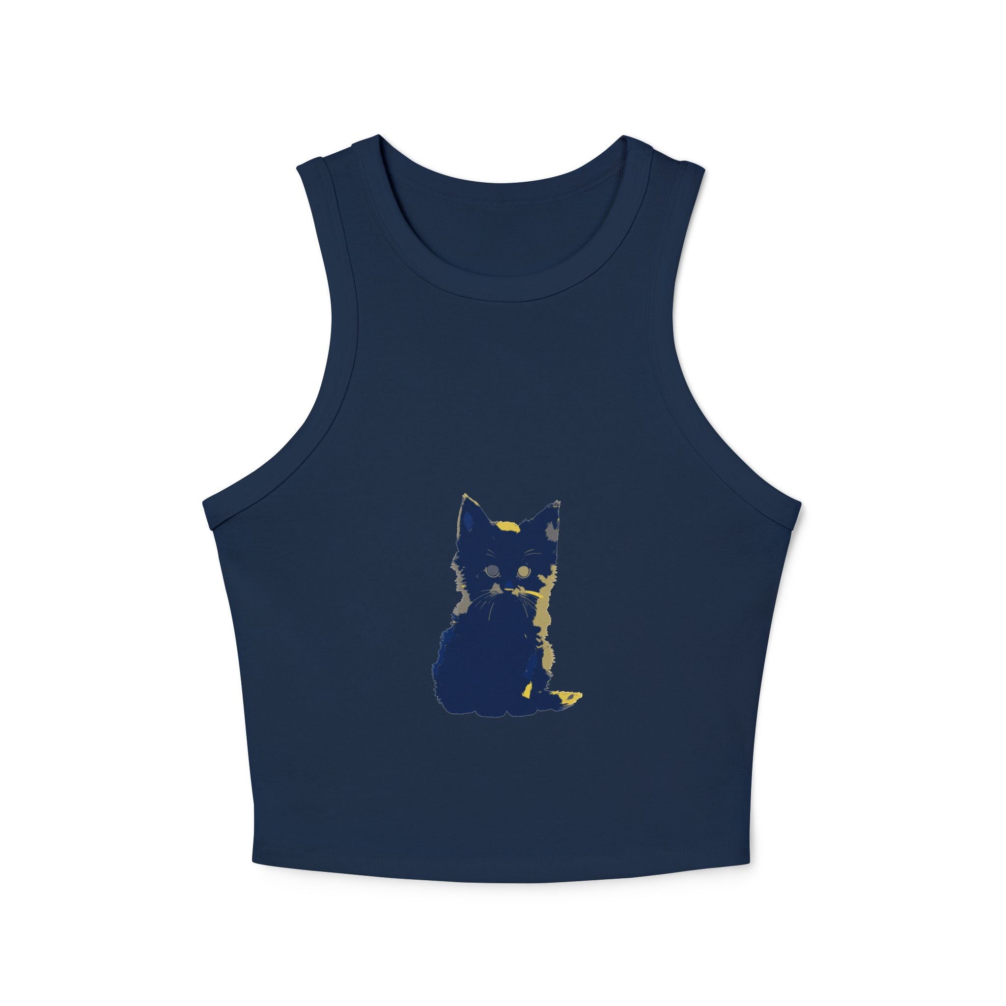Blue & Yellow Cat Watercolor Racerback Tank Top Tank Top - Blululi