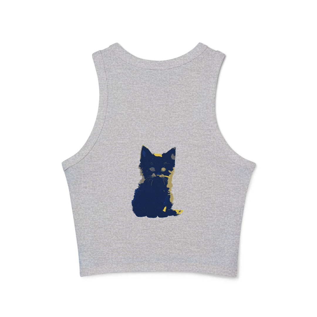 Blue & Yellow Cat Watercolor Racerback Tank Top Tank Top - Blululi