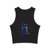 Blue & Yellow Cat Watercolor Racerback Tank Top Tank Top - Blululi